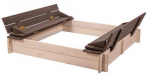 Liivakast Folkland Timber, 140 x 140 cm, kaanega, valge/hall, 34 kg