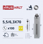 Isekeermestavad kruvid Haushalt DIN 7504K, 6.3 mm x 70 mm, 100 tk
