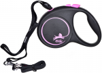 Automaatne jalutusrihm Flexi Black Design, must/roosa, 5 m