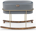 H&auml;ll beebidele &uuml;hekohaline Kalune Design Hier Cradle, kuldne/puidu/hall, ilma voodipesukastita, madratsiga