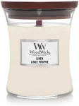 K&uuml;&uuml;nal, l&otilde;hna WoodWick Linen, 30 h, 85 g, valge v.
