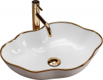 Vannitoa kraanikauss Rea Pearl, keraamiline, 51.5 cm x 37.5 cm x 13.5 cm, kuldne v./valge v.