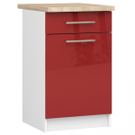 Alumine k&ouml;&ouml;gikapp Akord Furniture Factory Oliwia S50 SZ1, valge v./punane v., 46 cm x 50 cm x 85 cm