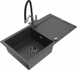 K&ouml;&ouml;givalamu koos kraaniga Mexen Leo, vaik/graniit, 90 cm x 50 cm x 19 cm, valge/must