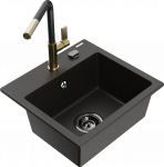 K&ouml;&ouml;givalamu koos kraaniga Mexen Milo Metallic black/gold+Black/Gold, graniit, 43 cm x 41 cm x 17.1 cm, metallic black/gold+black/gold