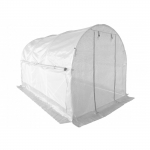 Akendega kaarjas kasvuhoone 10 m&sup2;, pol&uuml;et&uuml;leen, 4 x 2.5 m, valge v.