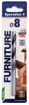 Puidu puur Specialist+ Furniture, puit/laminaat, hss, sirge, 8 mm x 11.9 cm