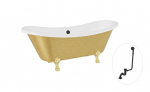 Vann, teisaldatav Besco Amelia Glam, 190 cm x 77 cm x 69 cm, ovaalne, kuldne/must