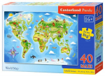 Pusle Castorland MAXI World map, 59 cm x 40 cm, 40 tk, mitmev&auml;rviline