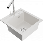 K&ouml;&ouml;givalamu koos kraaniga Mexen Vito Duero, vaik/graniit, 52 cm x 49 cm x 21 cm, valge/kroom