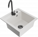 K&ouml;&ouml;givalamu koos kraaniga Mexen Vito, graniit, 49 cm x 52 cm x 21 cm, valge/must