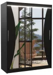 Riidekapp ADRK Max LED, must v., 58 cm x 150 cm x 200 cm, peegliga