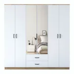 Riidekapp Kalune Design BA130 - 3049, pruun v./valge v., 210 cm x 51.5 cm x 210 cm, peegliga