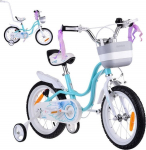 Lisaratastega laste jalgratas, laste Royalbaby Little Swan RB14-18, sinine v./valge v., 14"