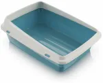 Raamiga kassitualett Georplast Lunis, sinine v./valge v., avatud, 43.5 cm x 34 cm x 14.5 cm