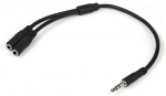 Adapter StarTech MUY1MFFS 3.5 mm male, 2 x 3.5 mm female, 0.2 m, must v.