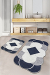 Vannitoamattide komplekt Foutastic Corte 359CHL2574, valge/hall/tumesinine, 100 cm x 60 cm