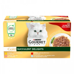 Kassi m&auml;rgtoit Gourmet Gold, veiseliha/kalaliha/kanaliha, 0.085 kg x 4 tk