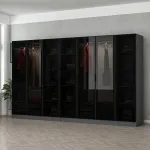 Riidekapp Kalune Design Kale 6095, antratsiit v./must v., 52 cm x 315 cm x 210 cm