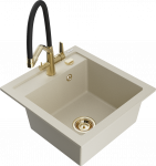 K&ouml;&ouml;givalamu koos kraaniga Mexen Vito, graniit, 52 cm x 49 cm x 21 cm, kuldne/pruunikas