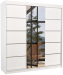 Riidekapp ADRK Bergen SW-BER-W-200+A672, valge v., 200 cm x 58 cm x 215 cm, peegliga