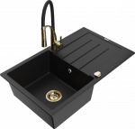 K&ouml;&ouml;givalamu koos kraaniga Mexen Bruno Black+Black/Gold, graniit, 79 cm x 49 cm x 20 cm, black+black/gold