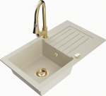 K&ouml;&ouml;givalamu koos kraaniga Mexen Pablo, graniit, 75.2 cm x 43.6 cm x 16.1 cm, beige+gold