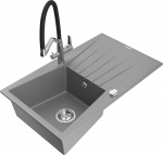 K&ouml;&ouml;givalamu koos kraaniga Mexen, graniit, 77.5 cm x 47 cm x 20 cm, grey+black/chrome