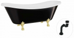 Vann, teisaldatav Besco Amelia B&W, 190 cm x 77 cm x 69 cm, ovaalne, valge/must