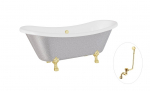 Vann, teisaldatav Besco Amelia Glam, 190 cm x 77 cm x 69 cm, ovaalne, kuldne/h&otilde;be