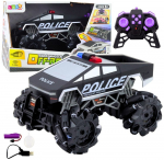 Rc politseiauto Lean Toys Off Road Side Wheels, 1:16, must v.