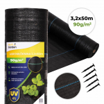Agrotekstiil MultiGarden, must v., 50 m x 3.2 m, 90 g/m&sup2;