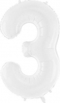 Fooliumist &otilde;hupall number PartyDeco Nr. 3, valge v.
