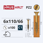 Puidukruvi, universaalsed Haushalt PZ3, 6 x 110 mm, kollane, 100 tk