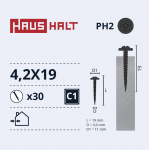 Isekeermestavad kruvid Haushalt DIN 14566, 4.2 mm x 19 mm, 30 tk