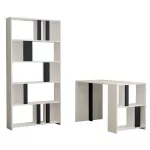 Kirjutuslaud ja riiul Kalune Design Lima 845HCT3845, 120 cm x 60 cm, 75.4 cm, antratsiit v./valge v.