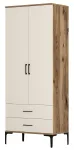Riidekapp Kalune Design Kumsal T, kreemjasvalge/p&auml;hklipuu v., 201.4 cm x 80 cm x 47.5 cm