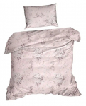 Voodipesukomplekt Sara 04, valge v./roosa v., 70 x 90 cm, 140 x 200 cm