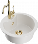 K&ouml;&ouml;givalamu koos kraaniga Mexen Diego, vaik/graniit, 48.8 cm x 48.8 cm x 16.7 cm, valge