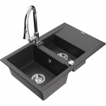 K&ouml;&ouml;givalamu koos kraaniga Mexen Gaspar, graniit, 73.7 cm x 47.5 cm x 17.7 cm, black granite+chrome