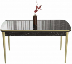 S&ouml;&ouml;gilaud pikendatav Kalune Design Nira, kuld v./must v./marmor v., 114 - 144 cm x 78 cm x 78 cm