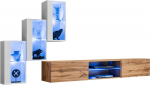 Sektsioonkapp ASM Switch XXII, tamm v./valge v./hele pruun v., 210 cm x 120 cm x 40 cm, 4 tk