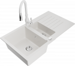 K&ouml;&ouml;givalamu koos kraaniga Mexen Matias Savita, graniit, 90 cm x 50.5 cm x 20 cm, valge