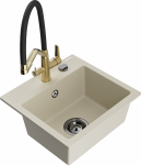 K&ouml;&ouml;givalamu koos kraaniga Mexen Milo Duo, graniit, 43.5 cm x 41 cm x 17.1 cm, beež