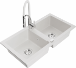 K&ouml;&ouml;givalamu koos kraaniga Mexen Mario, vaik/graniit, 82 cm x 43.6 cm x 16.1 cm, valge