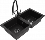 K&ouml;&ouml;givalamu koos kraaniga Mexen Mario Black+Black/Chrome, graniit, 82 cm x 43 cm x 16.1 cm, must/kroom