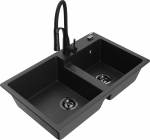 K&ouml;&ouml;givalamu koos kraaniga Mexen Tomas, graniit, 80 cm x 50 cm x 19 cm, h&otilde;be/must