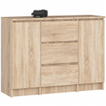 Kummut Akord Furniture Factory K100, pruun v., 76 cm x 35 cm x 101 cm