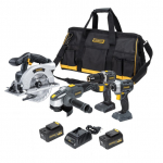 Juhtmevaba t&ouml;&ouml;riistakomplekt koos akuga Grunder CD-B0A18+CS-L1118+CW-B1218E+AG-B0118E, 18 V, 4 Ah