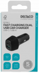 Auto laadija Deltaco CAR120, USB Type C/USB Type A, must, 36 W